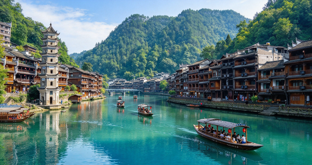 The Tuojiang runs the length of the old town, and the boats on it are the town's oldest form of transport.